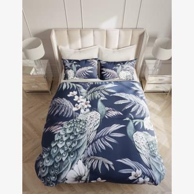 Marks & Spencer M&S  Pure Cotton Sateen Peacock Bedding Set - 6FT - Navy Mix, Navy Mix
