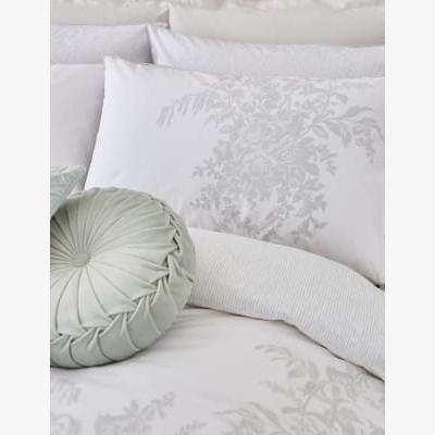 Marks & Spencer Laura Ashley  Pure Cotton Picardie Fennel Bedding Set - 5FT - Light Grey, Light Grey