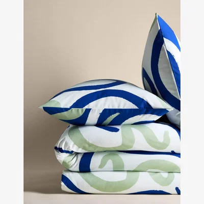 Marks & Spencer M&S Collection Cotton Rich Modern Lines Bedding Set - KING - Cobalt, Cobalt