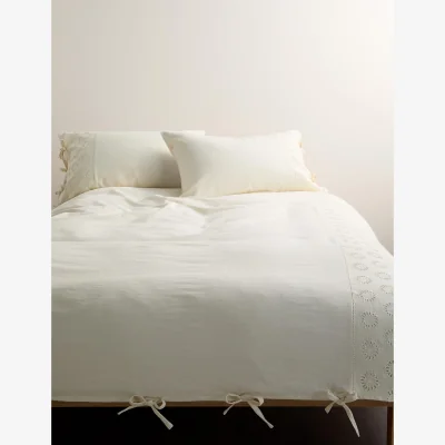 Marks & Spencer M&S Linen Rich Schiffli Embroidered Bedding Set Ecru