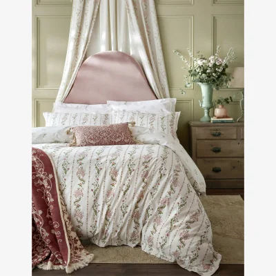Marks & Spencer Historic Royal Palaces Pure Cotton Waistcoat Stripe Bedding Set Light Pink Mix