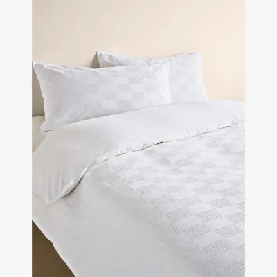 Marks & Spencer M&S Sateen Seersucker Checkerboard Bedding Set White