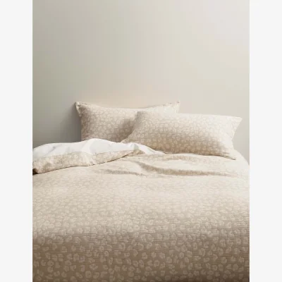 Marks & Spencer M&S Pure Cotton Leopard Jacquard Bedding Set Natural Mix