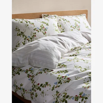 Marks & Spencer M&S Collection Pure Cotton Strawberry Field Bedding Set - 6FT - Green Mix, Green Mix