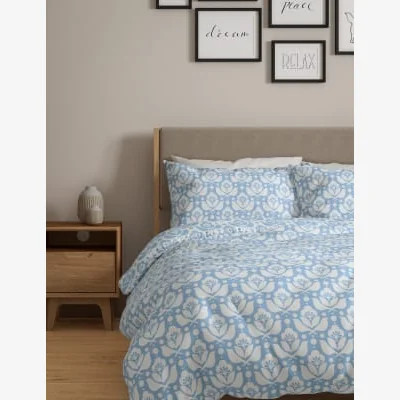 Marks & Spencer M&S Cotton Mix Geometric Bedding Set - 5FT - Blue Mix, Blue Mix