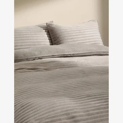 Marks & Spencer M&S Cloud Fleece Striped Bedding Set Grey