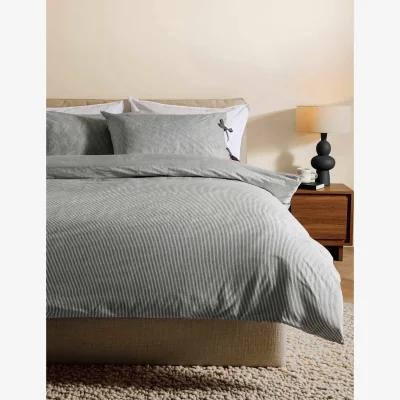 Marks & Spencer MADE Pure Cotton Ansel Stripe Bedding Set Grey