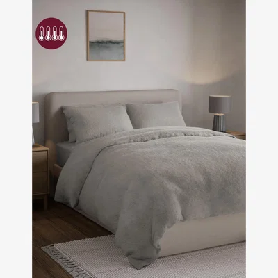Marks & Spencer M&S Collection Teddy Fleece Bedding Set - SGL - Grey, White,Charcoal,Neutral,Grey