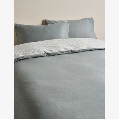 Marks & Spencer M&S Brushed Cotton Melange Gingham Bedding Set Charcoal