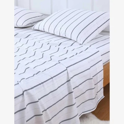 Marks & Spencer MM Linen Pure Cotton Cape Bluestone Sheet Set White Mix