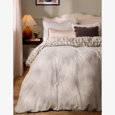Marks & Spencer Laura Ashley Pure Cotton Hartley Check Bedding Set Brown Mix
