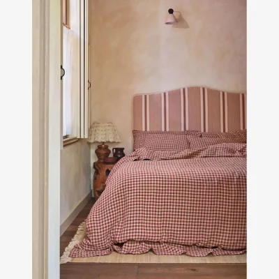 Marks & Spencer Piglet In Bed Linen Rich Gingham Duvet Cover Red Mix