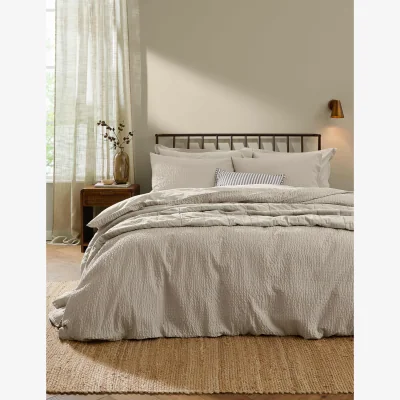 Marks & Spencer YARD Hebden Pure Cotton Seersucker Bedding Set Stone