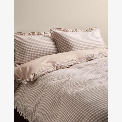 Marks & Spencer M&S Pure Cotton Gingham Ruffle Bedding Set Natural