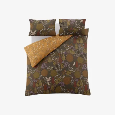 Marks & Spencer Sara Miller Pure Cotton Sateen Owl Forest Bedding Set Brown Mix