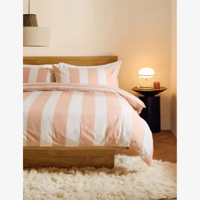 Marks & Spencer MADE Pure Cotton Donni Wide Stripe Bedding Set Pink