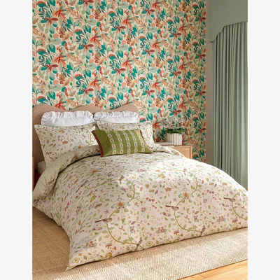 Marks & Spencer Sanderson Pure Cotton Sateen Aril's Garden Bedding Set - 5FT - Green Mix, Green Mix