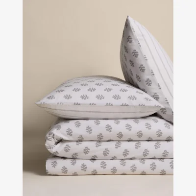 Marks & Spencer M&S Cotton Blend Mini Leaf Bedding Set Slate Blue