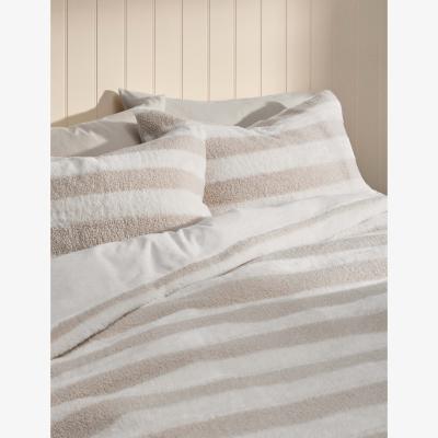Marks & Spencer M&S Collection Borg & Fleece Striped Bedding Set - SGL - Natural Mix, Natural Mix