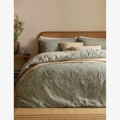 Marks & Spencer YARD Perrie Leaf Pure Cotton Muslin Bedding Set Green Mix