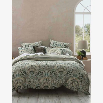 Marks & Spencer MM Linen Pure Cotton Sateen Andora Bedding Set Green Mix