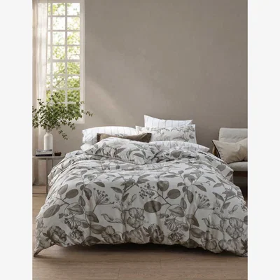 Marks & Spencer MM Linen Pure Cotton Botanical Floral Duvet Set Natural