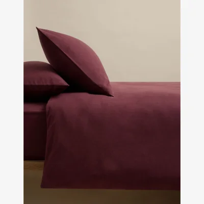 Marks & Spencer M&S Pure Cotton Brushed Bedding Set Burgundy