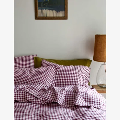 Marks & Spencer Piglet In Bed Linen Rich Gingham Pillowcase Set Purple Mix