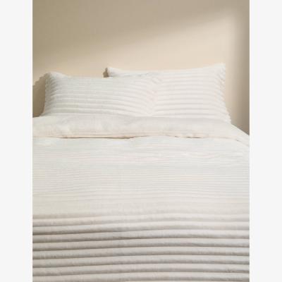 Marks & Spencer M&S Collection Cloud Fleece Striped Bedding Set - SKING - Neutral, Navy,Grey,Cream,Neutral