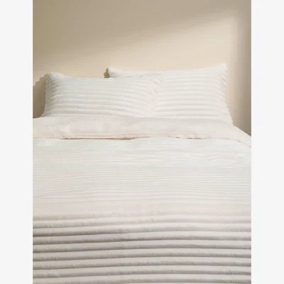 Marks & Spencer M&S Collection Cloud Fleece Striped Bedding Set - SKING - Neutral, Navy,Grey,Cream,Neutral