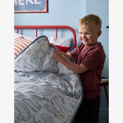 Marks & Spencer Night Lark Blue Whale 4.5 Tog Coverless Duvet Set Light Blue Mix