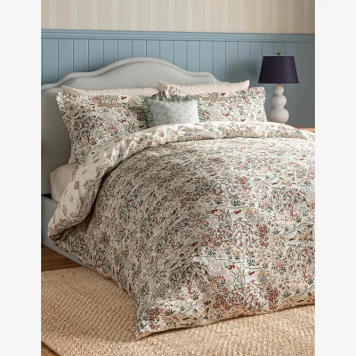Marks & Spencer Sanderson Pure Cotton Moat Birds Bedding Set Cream Mix