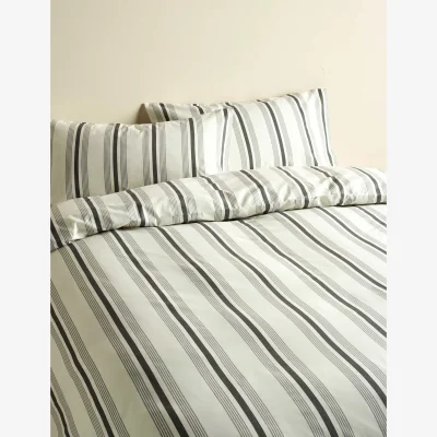 Marks & Spencer M&S Pure Cotton Striped Bedding Set Charcoal