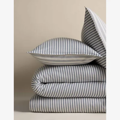 Marks & Spencer M&S Brushed Cotton Striped Bedding Set Slate Blue