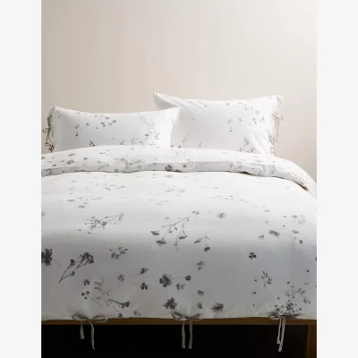 Marks & Spencer M&S Pure Cotton Pressed Floral Print Bedding Set Biscuit