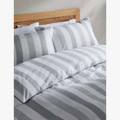 Marks & Spencer M&S Pure Cotton Signature Stripe Bedding Set Grey Mix
