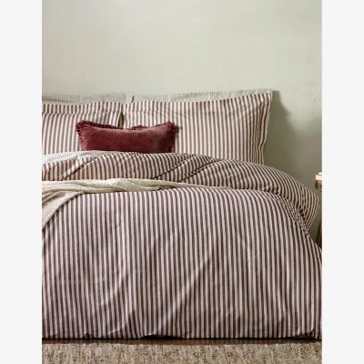 Marks & Spencer YARD Pure Cotton Hebden Stripe Bedding Set Red Mix