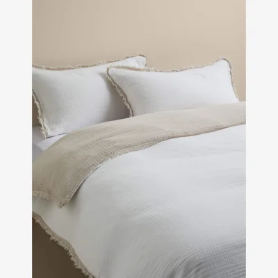 Marks & Spencer M&S Pure Cotton Reversible Muslin Bedding Set Natural Mix