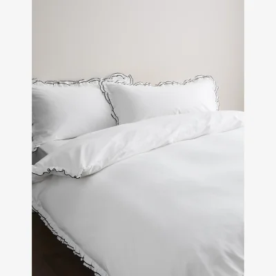Marks & Spencer M&S Pure Cotton Contrast Double Ruffle Bedding Set Black Mix