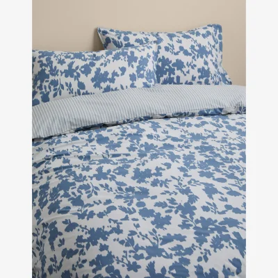 Marks & Spencer M&S Cotton Rich Floral Reversible Bedding Set Slate Blue
