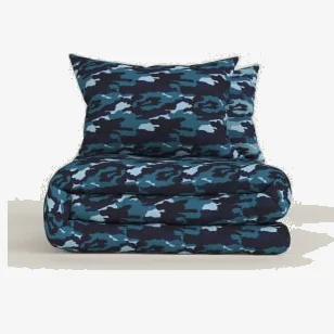 Marks & Spencer M&S Pure Cotton Camouflage Bedding Set - SGL - Navy Mix, Navy Mix,Pink Mix