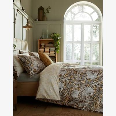 Marks & Spencer William Morris At Home Pure Cotton Pimpernel Reversible Bedding Set - 5FT - Charcoal, Charcoal
