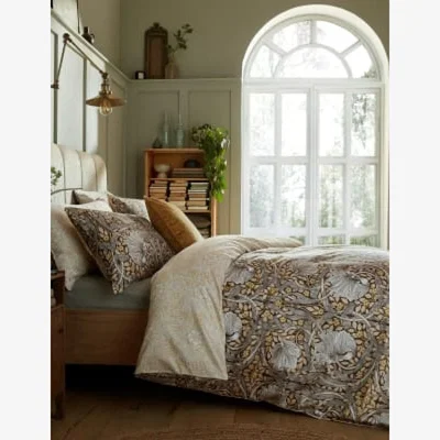 Marks & Spencer William Morris At Home Pure Cotton Pimpernel Reversible Bedding Set - 5FT - Charcoal, Charcoal