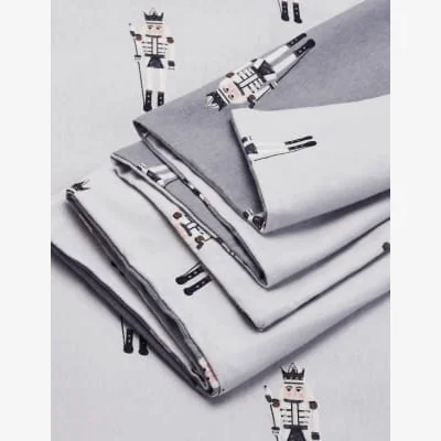 Marks & Spencer M&S Brushed Cotton Nutcracker Bedding Set - DBL - Grey Mix, Grey Mix,Red Mix