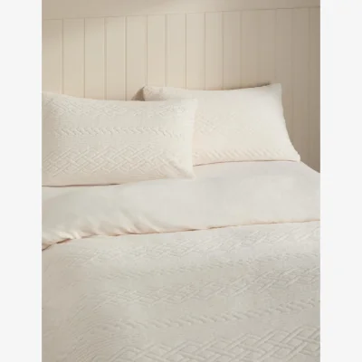 Marks & Spencer M&S Fleece Cable Bedding Set Cream