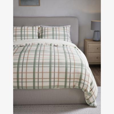 Marks & Spencer M&S Pure Cotton Brushed Checked Bedding Set - DBL - Green Mix, Green Mix