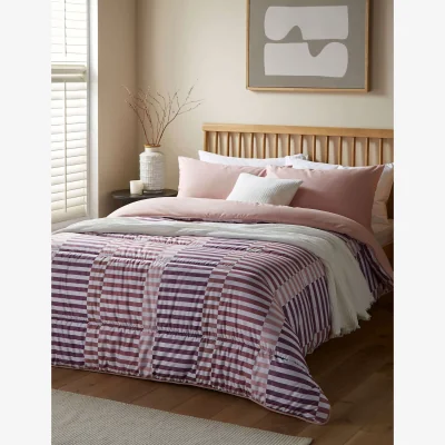Marks & Spencer Night Lark Rosy Stripes 10.5 Tog Coverless Duvet Set Pink