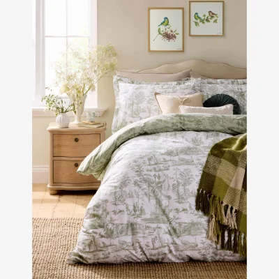 Marks & Spencer Laura Ashley Pure Cotton Braysmith Percale Bedding Set Green Mix