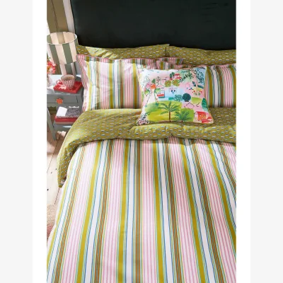 Marks & Spencer LAND & SHORE Pure Cotton Raven Stripe Bedding Set Multi
