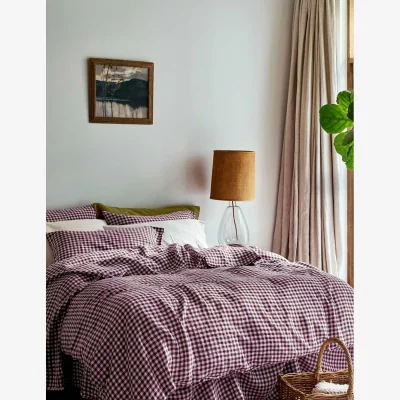 Marks & Spencer Piglet In Bed Linen Rich Gingham Duvet Cover Purple Mix